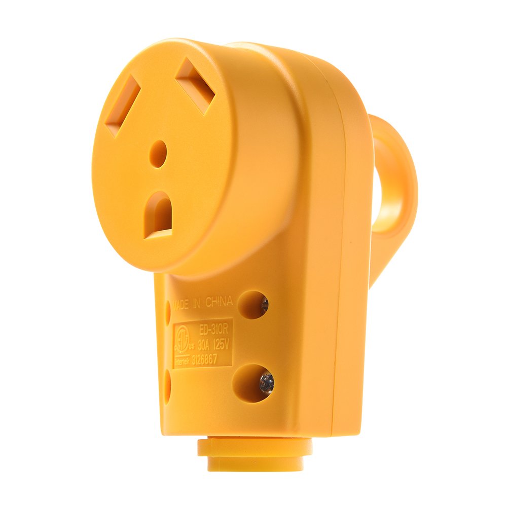 Snowyfox Rv 30 Amp Female Replacement Plug - Heavy Duty 30 Amp Rv Plug Receptacle With Ergonomic Handle, Designed To Accommodate