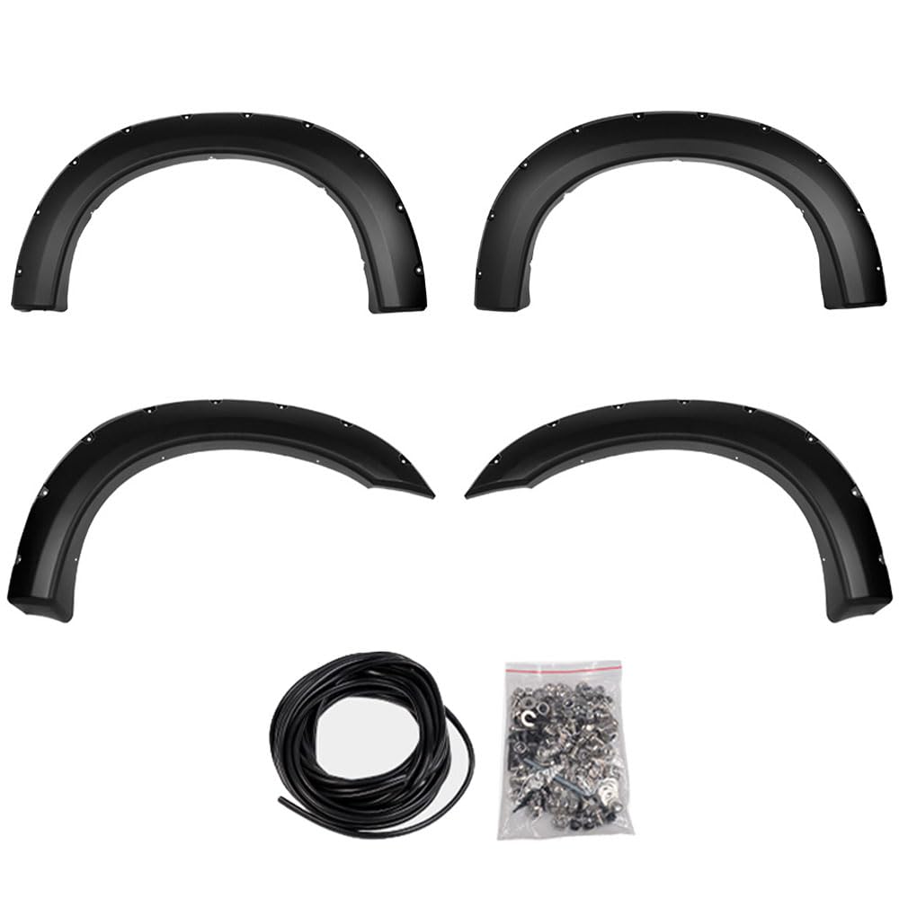 PIT66 Fender Flares Compatible with Ford F250 F350 Super Duty 1999-2007, (Does Not Fit Dually Models) Pocket Rivet Bolt Style Pr