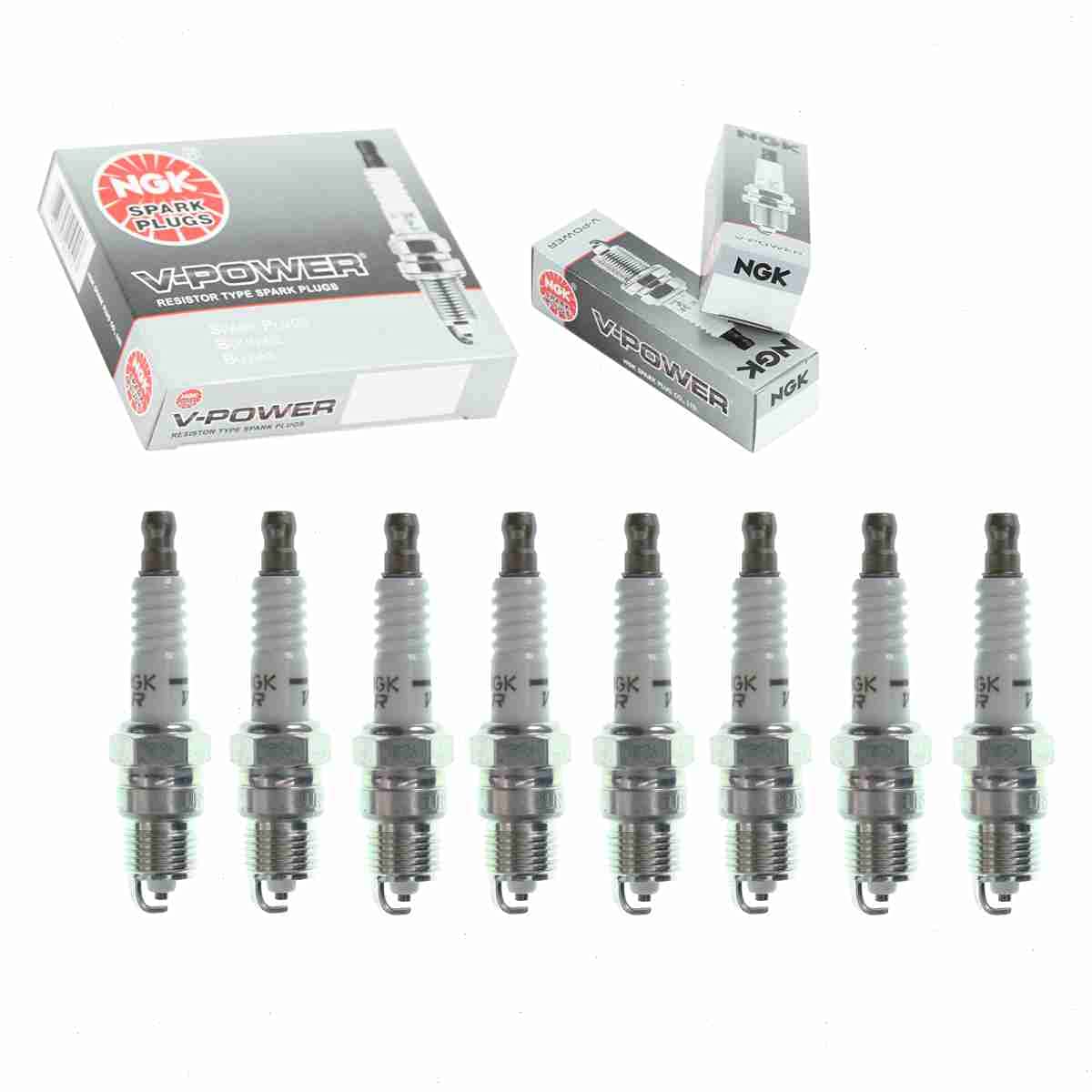 8 pc NGK V-Power Spark Plugs compatible with Ford F-150 5.0L 5.8L V8 1975-1996