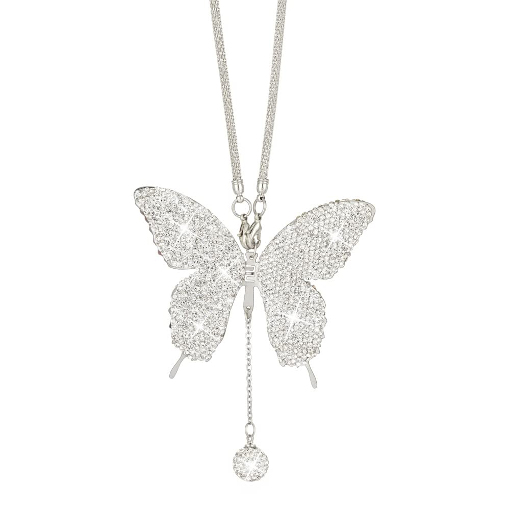 Bling Butterfly Diamond Car Accessories For Women, Crystal Car Rear View Mirror Charms Car Decoration Valentine'S Day Gifts Luck