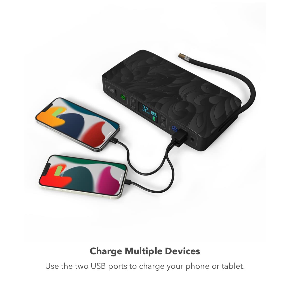 Halo Bolt Air+ Portable Vehicle Jump Starter & Air Compressor, Power Bank, Black, Model 801108149