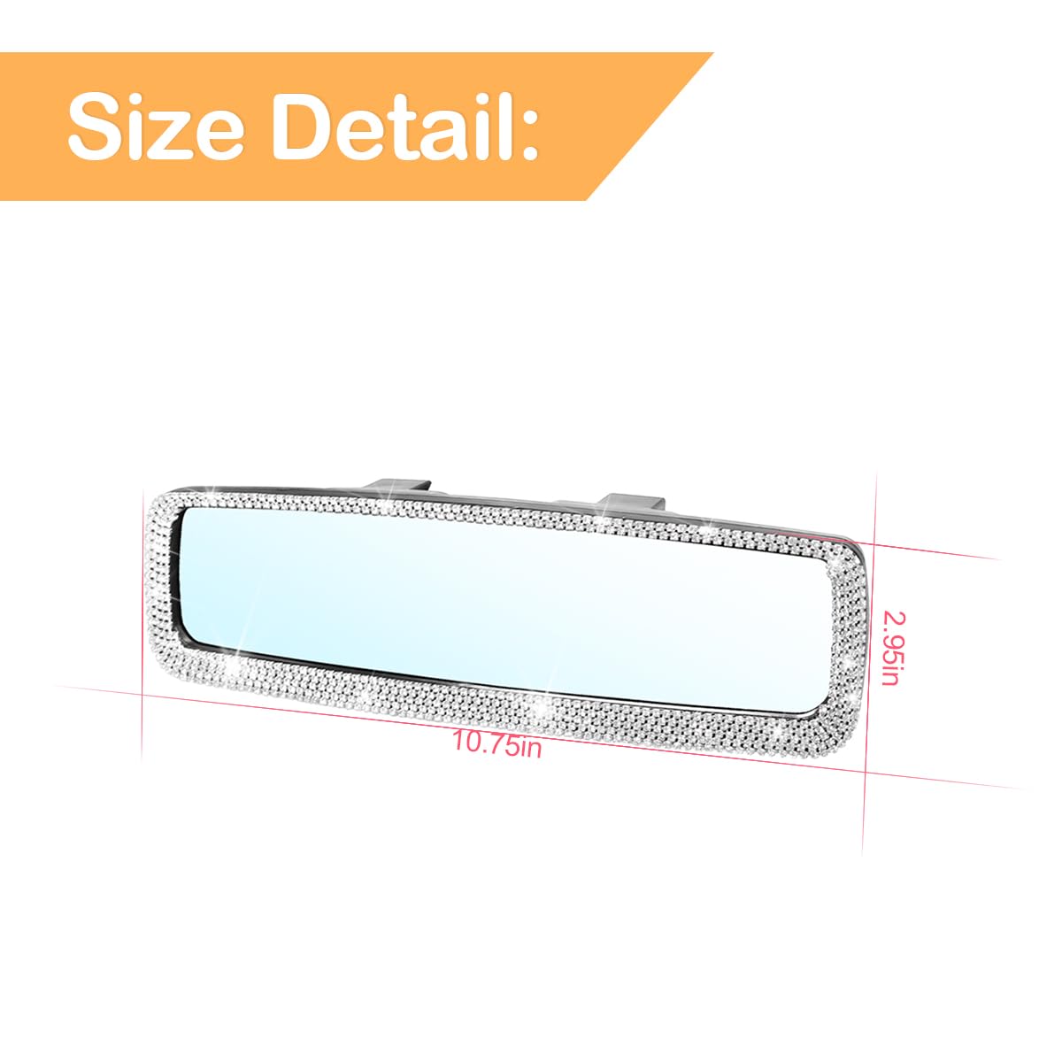 Osilly Bling Car Rearview Mirror, Decorations Rear View Mirror with Crystal Rhinestones & Diamonds, Car Interior Trim Accessorie