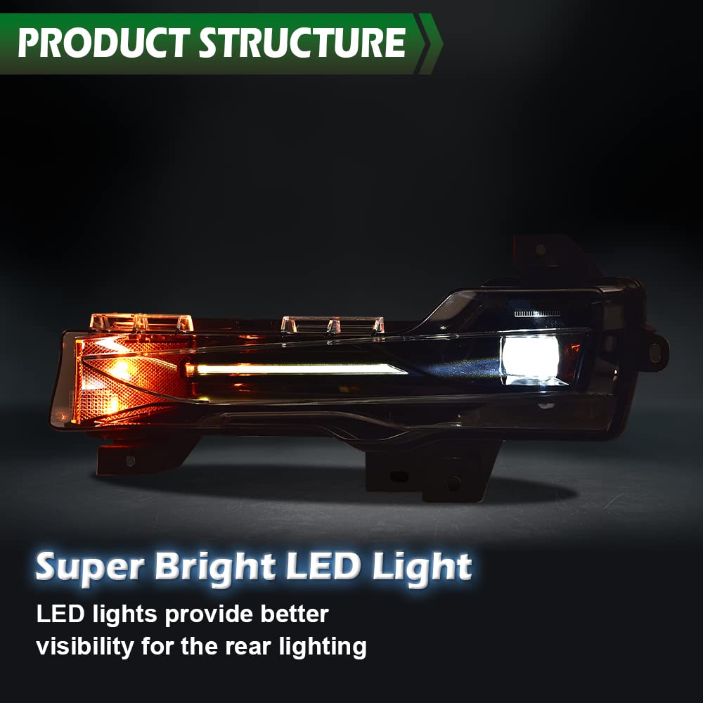 Grand Orange Front Driver Lh Fog Light Compatible With Tesla 3 2017-2023 /Fit Tesla Y 2020-2023 Amber Drl Up-Level Left Fog Lamp