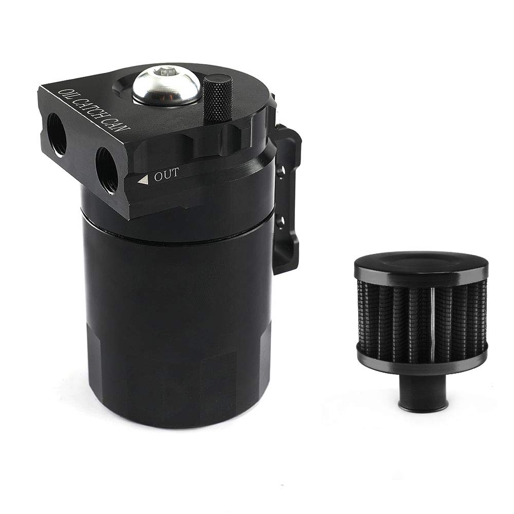 Aiuphing Oil Catch Can Kit, Universal 300Ml Aluminum Oil Collector Tank With Air Filter,Hose And Other Accessories (Black)