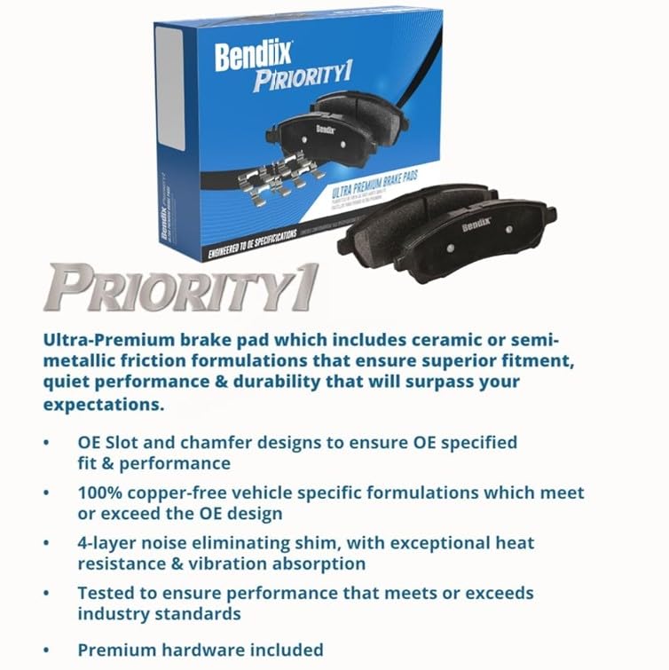 Bendix Priority1 Cfc2173 Ceramic Front Brake Pads For Select Models Cadillac Escalade,Escalade Esv,Chevrolet Cheyenne,Silverado