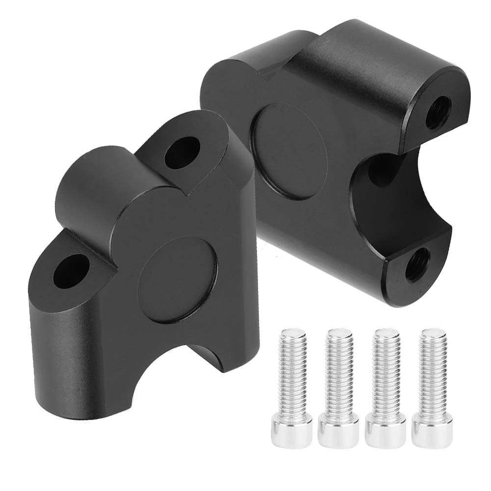 Qiilu Handlebar Riser,2Pcs 22Mm Universal Motorcycle Handle Bar Riser Handlebar Clamp Back Move Mount Adapter(Black)
