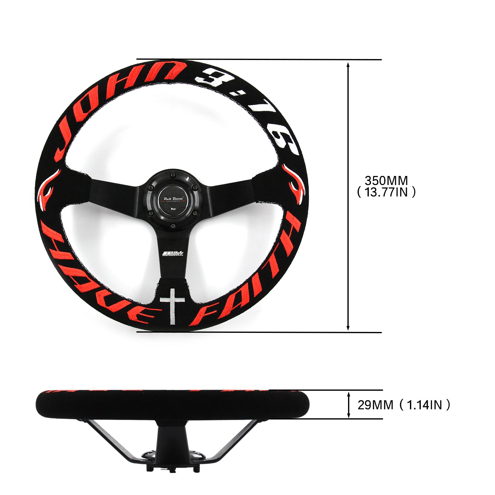 Have Faith Suede Steering Wheel + Short Hub Adapter for 83-04 Ford Mustang / 89-92 Ford Ranger