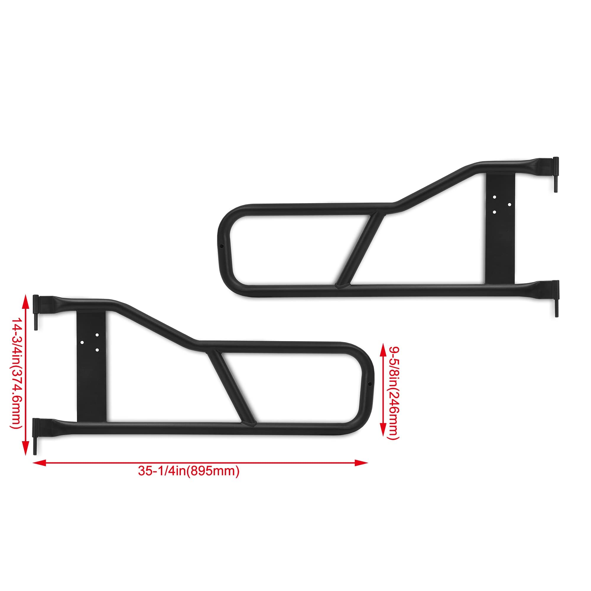 ECOTRIC Tubular Half Doors for 1987-2006 Jeep Wrangler YJ TJ, Steel, Black, Large, Model AM-155