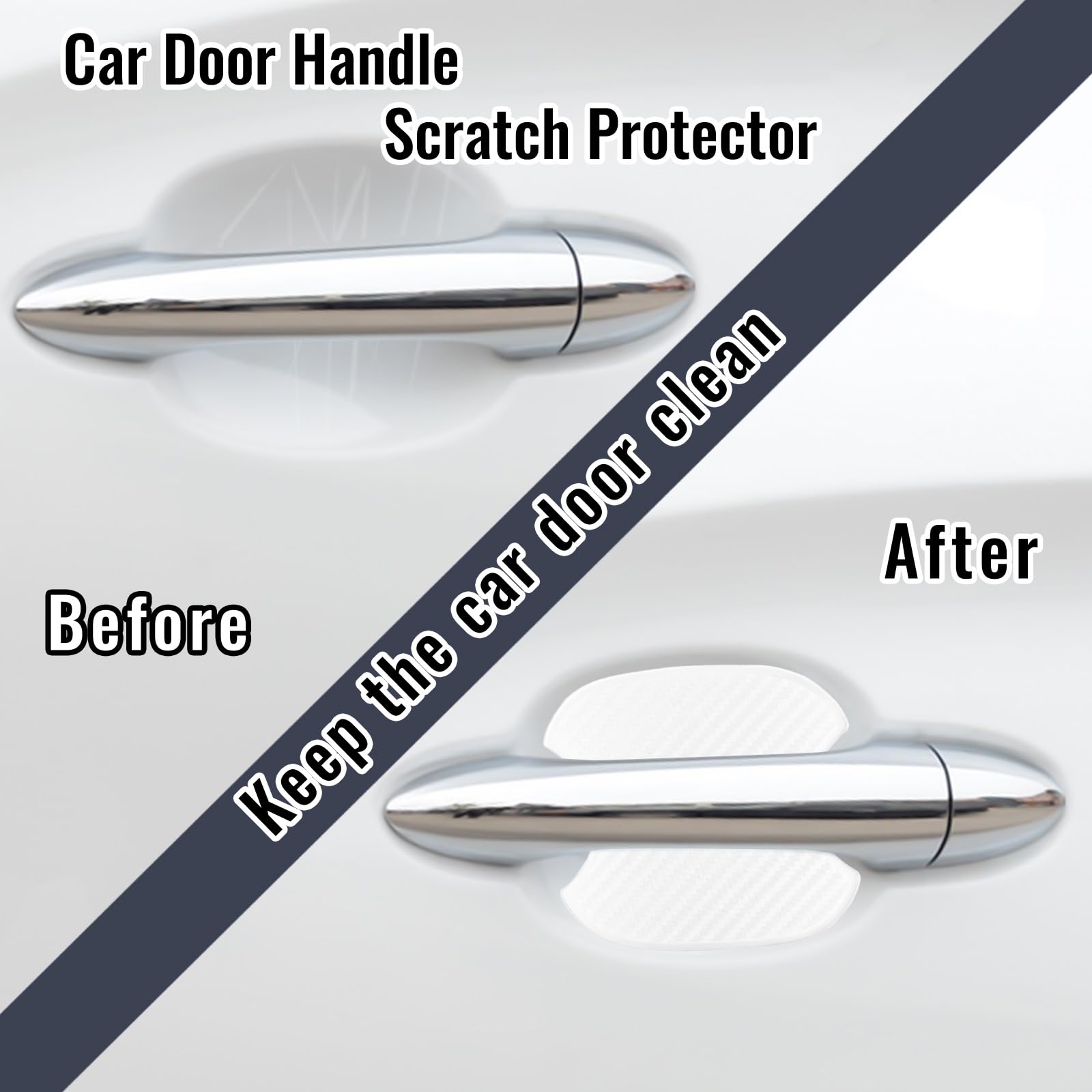 Worcas 4Pcs Carbon Fiber Like Car Door Handle Cup Protective Sticker Auto Door Paint Guard(S)