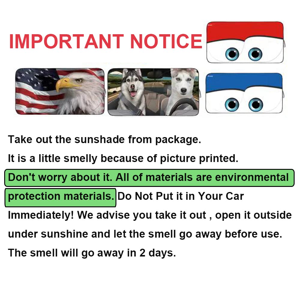 Gven Windshield Shade, Car Sun Shade For Front Windshield Funny Car Eyes Sunshades Sun Visor Protector Blocks Uv Rays Foldable 210T Keep Your Vehicle Cool (Eyes-Red, Standard)