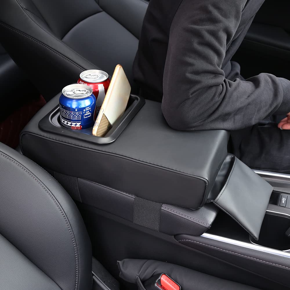 Auto Center Console Armrest Pillow, Memory Foam Car Armrest Cushion With Cup Holder And Phone Holder Storage Bag Universal For M