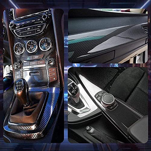 Lypumso 6D Black Carbon Fiber Vinyl Wrap Including Tool Kits, High Glossy Black Car Vinyl Film Roll, Air Release Technology Auto