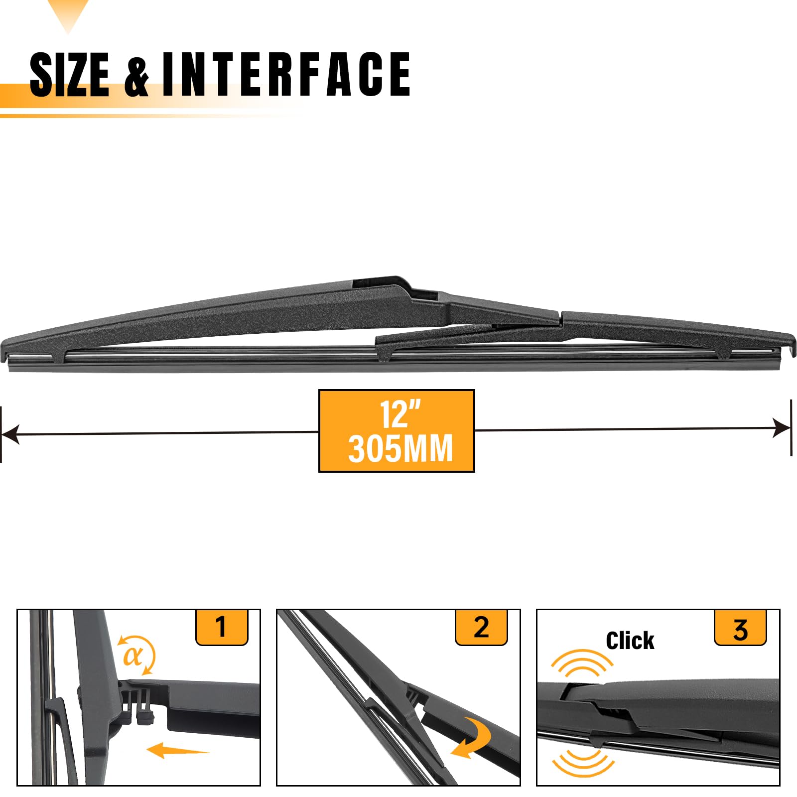 Autoboo 12 Inch Rear Wiper Blade For 2001-2012,19-23 Toyota Rav4,01-19 Highlander,Dodge Journey Durango,Jeep Grand Cheerokee,Sci