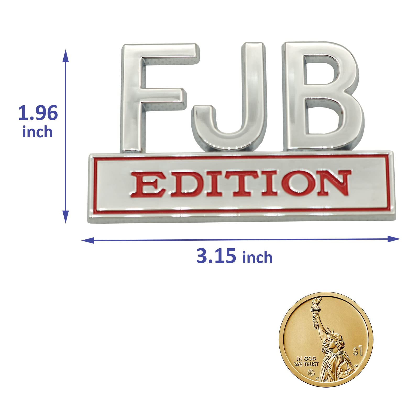 2 Pack Fjb Emblem 3D Fender Badge Decal Car Truck Metal Replacement For Universal Vehicle, Car, Truck, Suv Chrome Red