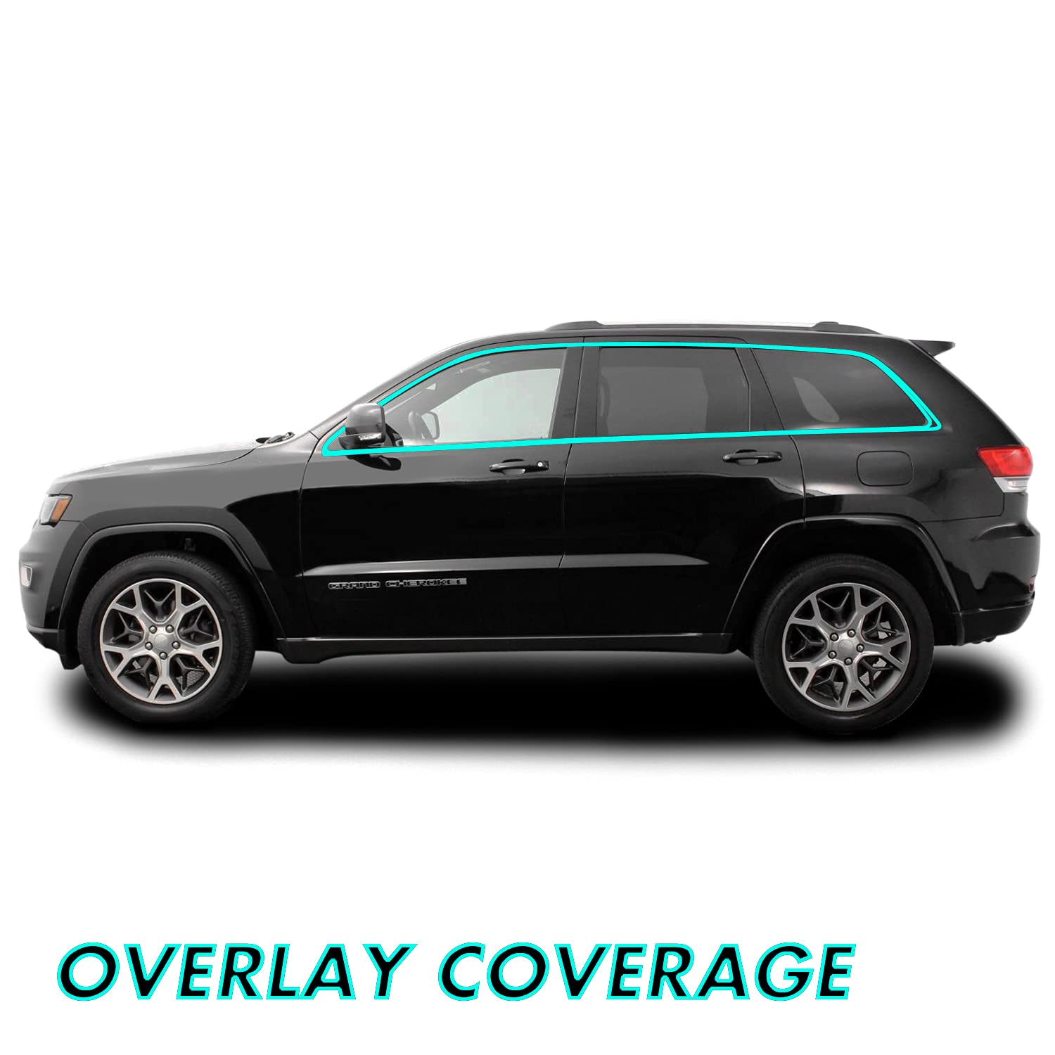 SlickMod Chrome Delete Blackout Vinyl Overlay for 2011-2021 Jeep Grand Cherokee, Gloss Black, Model JEP-GC-1121-CTD