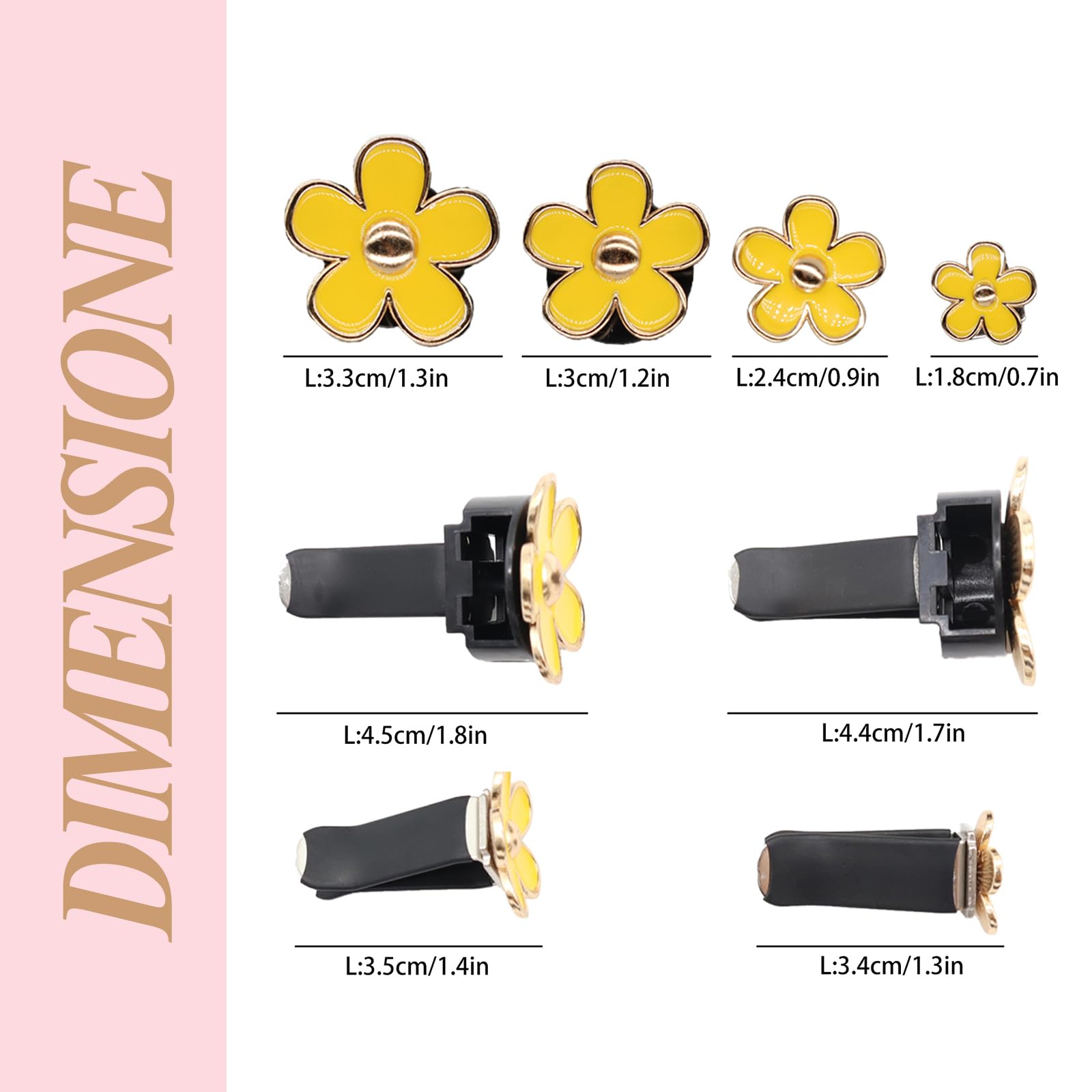 Oriesse Flowers Air Vent Clips Car Air Freshener,4Pcs Yellow Girly Daisy Flower Car Accessories For Women,Lavender Car Scent Dec