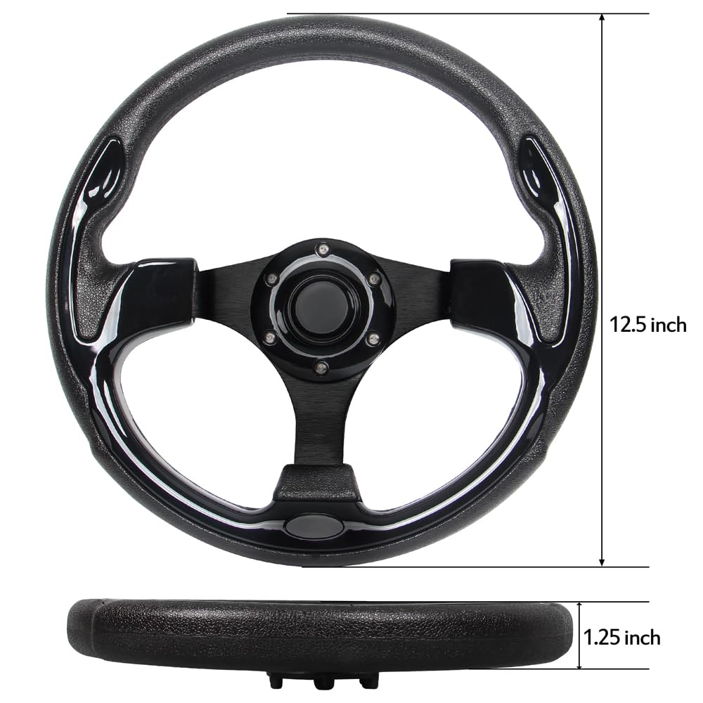 YEHICY Universal EZGO Steering Wheel - 12.5" Black PVC Frame for Yamaha Club Car DS, Precedent, Tempo, RXV & TXT