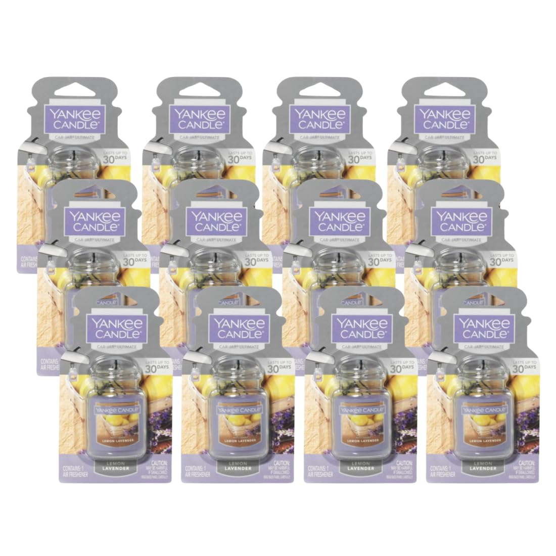 Yankee Candle Car Air Fresheners, Hanging Car Jar Ultimate, Neutralizes Odors Up To 30 Days, Lemon Lavender, 0.96 OZ (Pack of 12