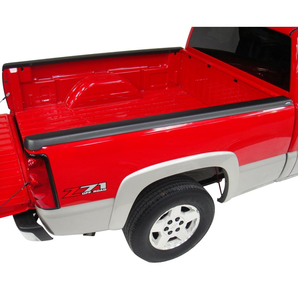 Bushwacker Ultimate BedRail Caps - SmoothBack w/o Stake Holes | 2-Piece Set, Black, Smooth Finish | 48504 | Fits 2001-2006 Chevr