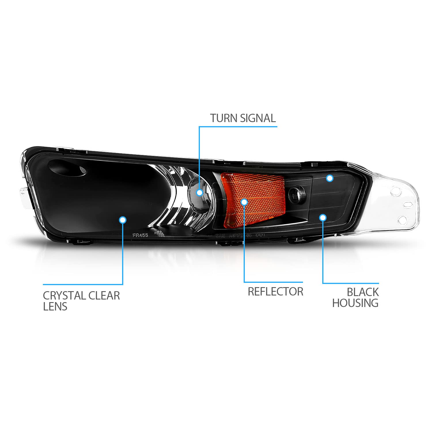 Amerilite Park/Signal Lights Black Amber For Ford Mustang - Passenger And Driver Side