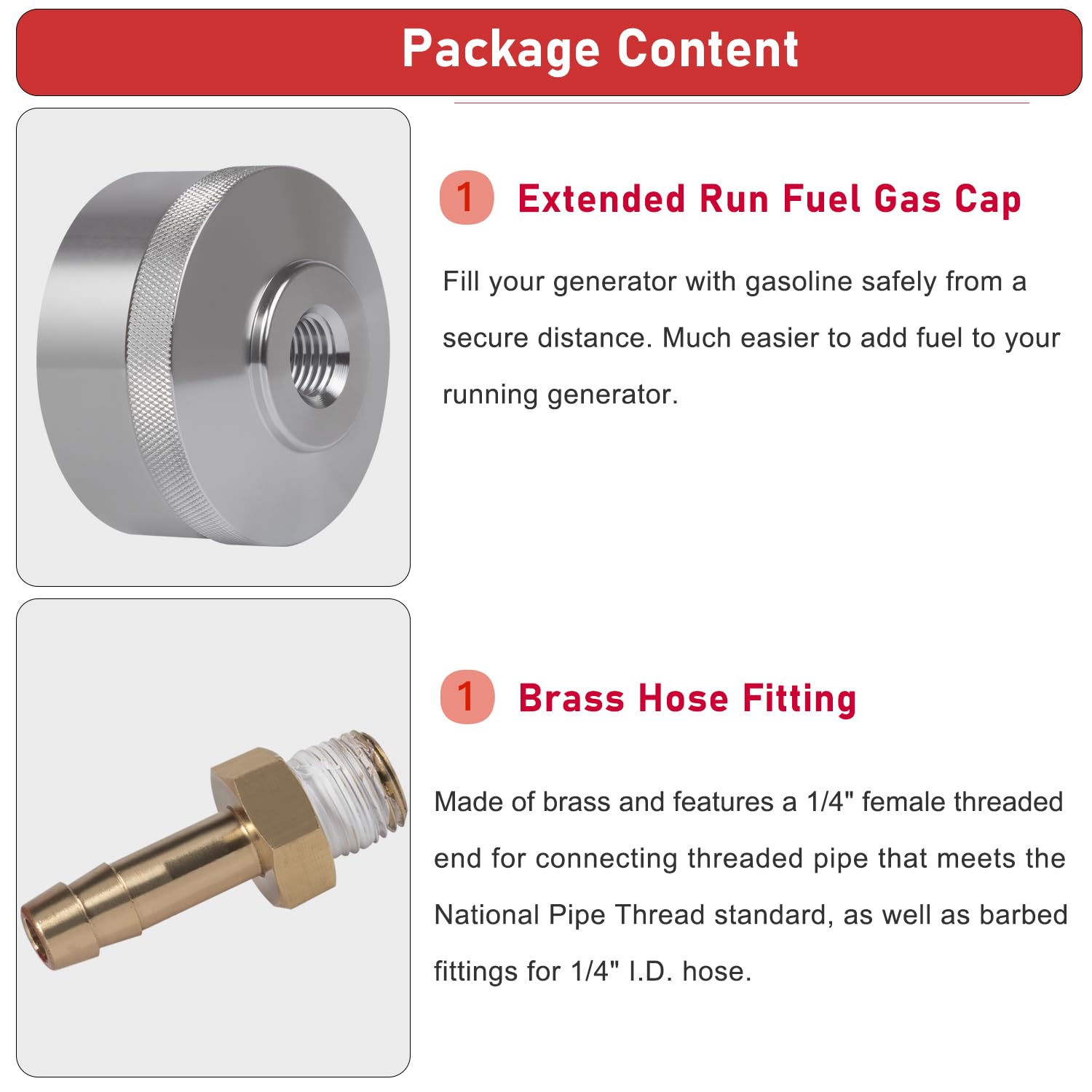 Camoo Extended Run Fuel Cap for Gas Generators - Aluminum, Model YMH-5248, Fits Yamaha EF2000is, EF1000is, Coleman pm2000i, Powerhorse