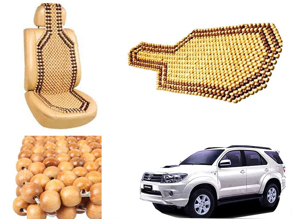 Shop Buy Car Bead Seat Wooden Beads Cushion Cover Pad for Toyota Fortuner Old, Acupressure Sitting Car Seat Cover | Cream Color 