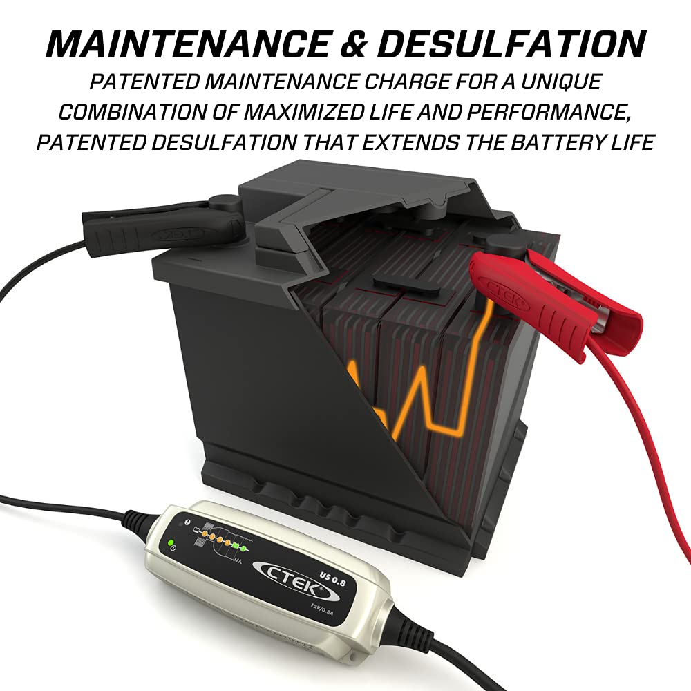 Ctek (56-865) Us 0.8 12 Volt Fully Automatic 6 Step Battery Charger,Black