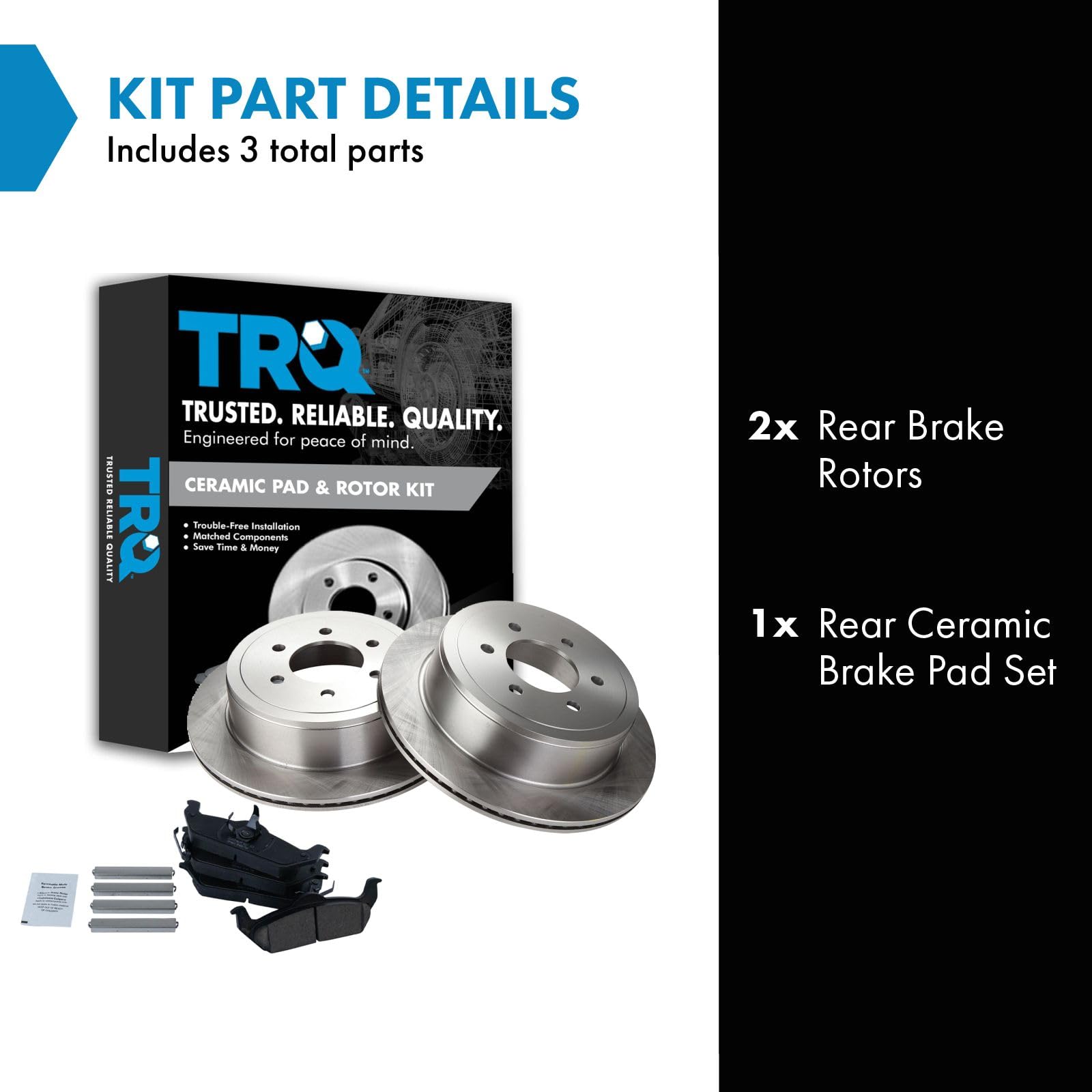 Trq Rear Brake Pad & Rotor Kit Brake Pads Brake Rotor Ceramic Compatible With 2004-2011 Ford F-150 2006-2008 Lincoln Mark Lt