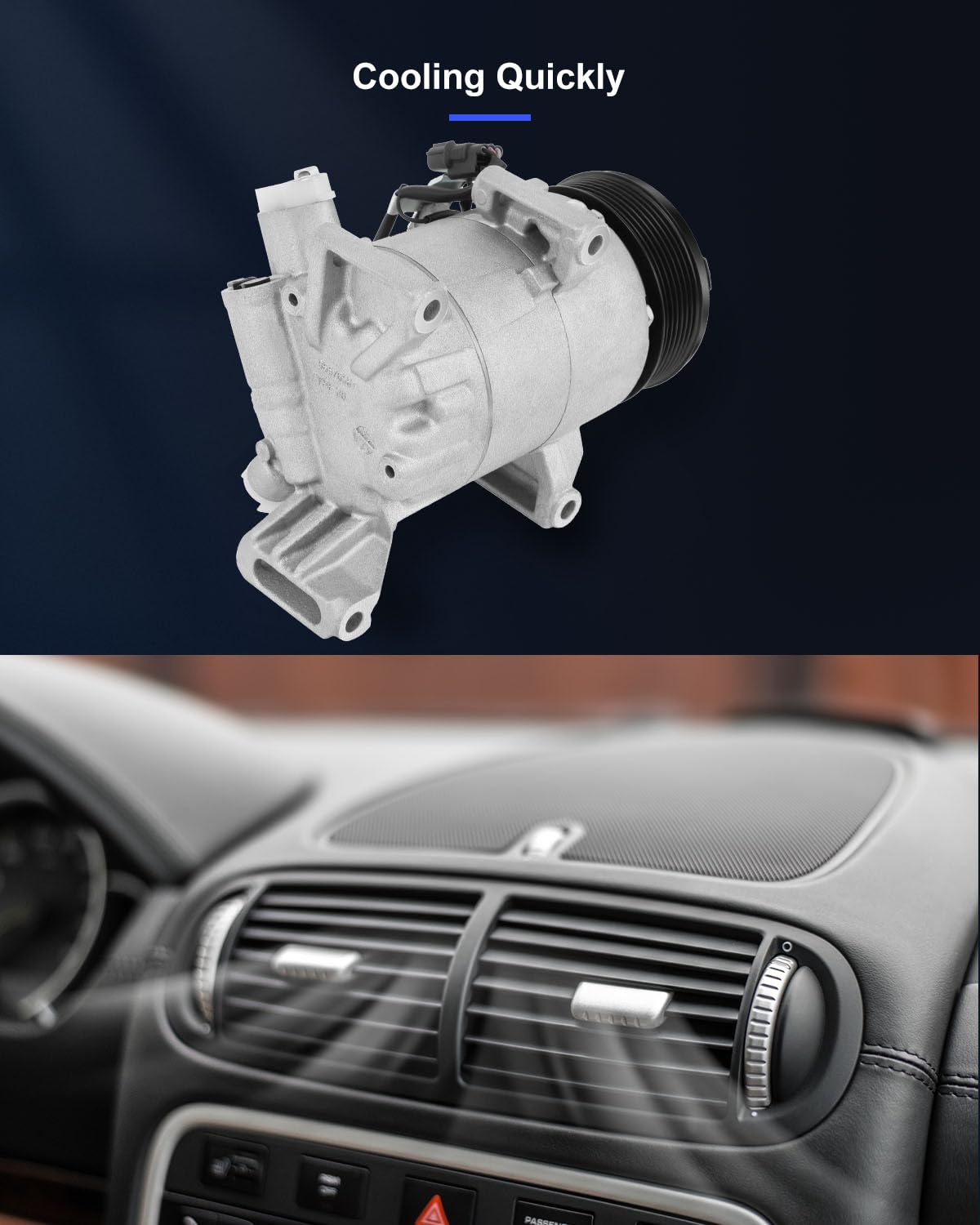 ECCPP A/C Compressor with Clutch for Honda Civic & CR-V 1.5L, Model 198277, Aluminum, Silver