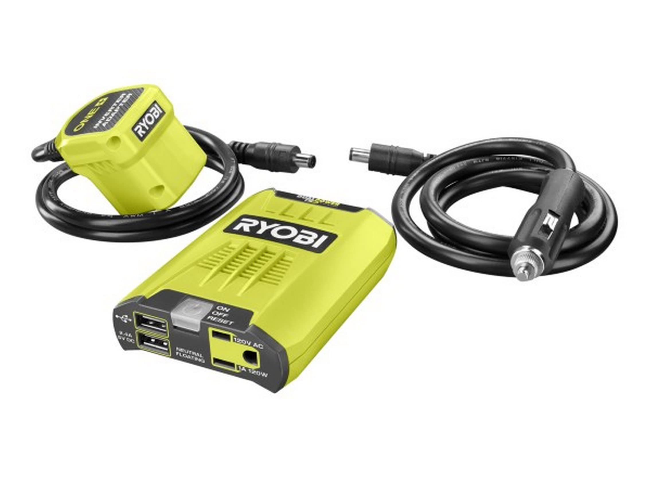 RYOBI ONE+ 18V 120Watt 12V Automotive Power Inverter with Dual USB Ports RYI120A