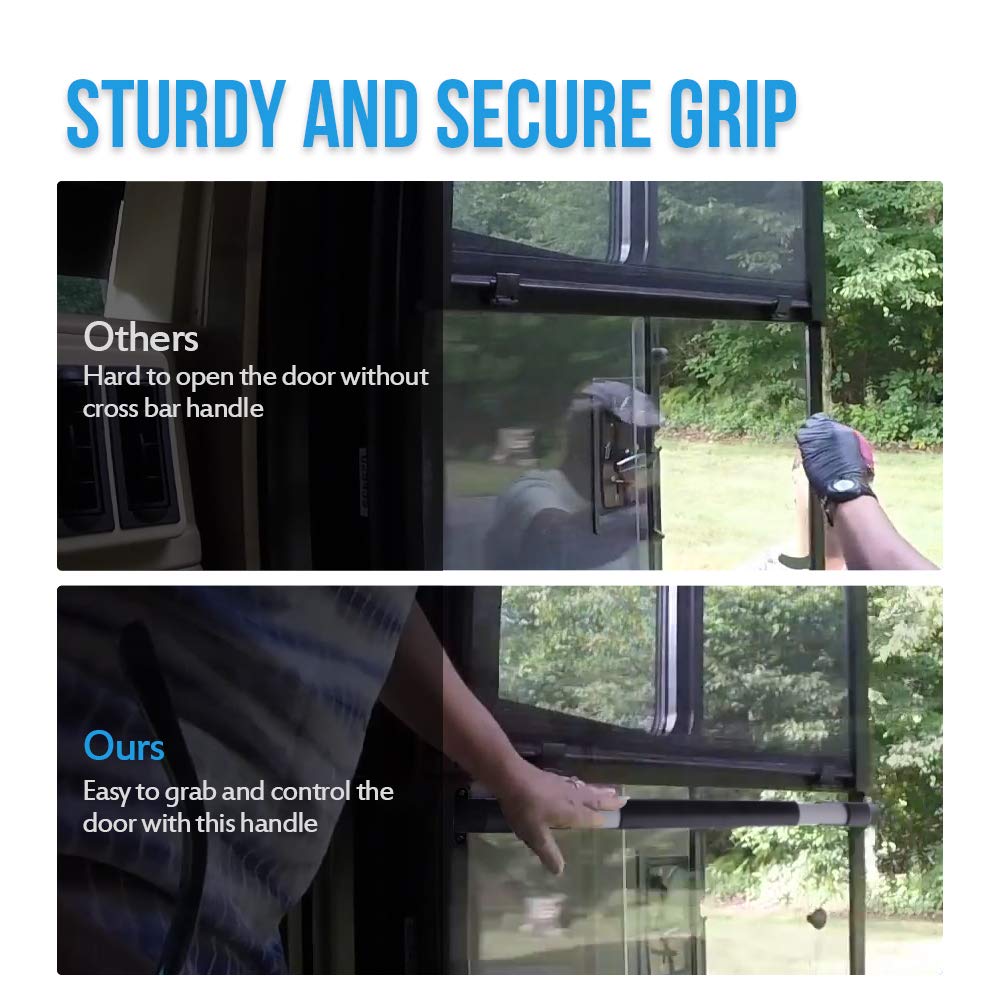 SnowyFox RV Screen Door Cross Bar Handle Adjustable Grab Handle 21-5/8 to 28-5/8 Inch Universal for RV Motorhome Camper and Trav