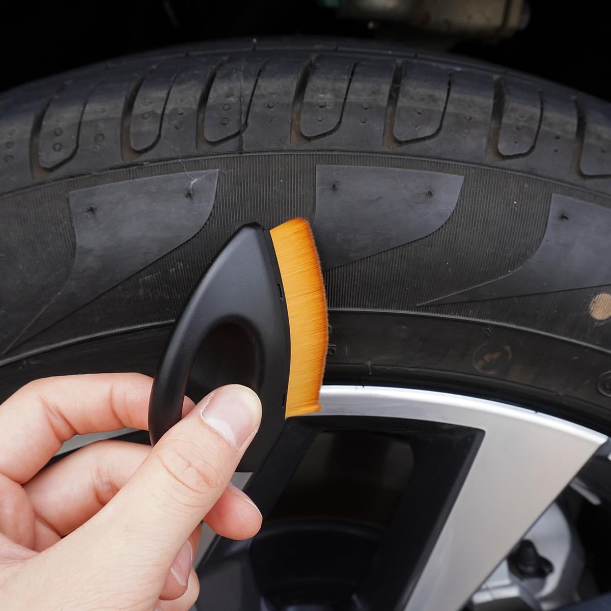 Luludeery Tire Shine Car Detailing Brush | Auto Car Wash Tire Cleaner | High Density Portable Car Cleaning Supplies