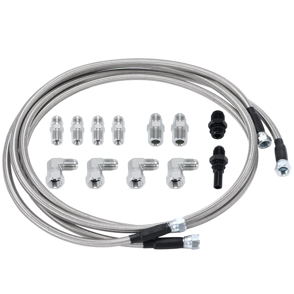 6AN 52 Transmission Fluid Oil Cooler Hose Line kit for GM Chevy Ford GMC Buick Cadillac Cars and Trucks Stainless Steel Braided 