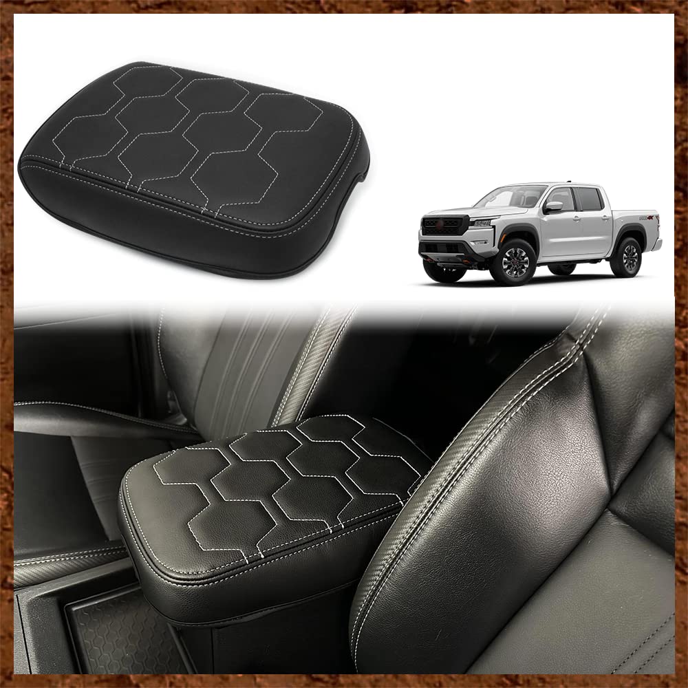 Muslogy For Frontier Center Console Pad Armrest Box Cover Vegan Leather Soft Accessories Armrest Lid Protector Compatible With N