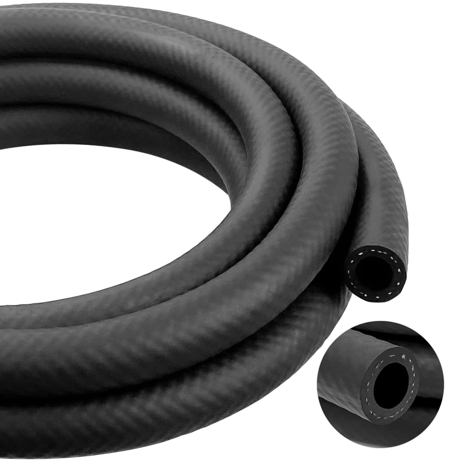 3/8 Inch Id Nbr Rubber Hose, Fuel Hose Line Transfer Hose For Small Engine Black 25 Feet