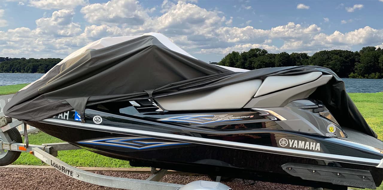 Super Heavy-Duty Pwc 600D Jet Ski Cover Compatible For Sea Doo Sea-Doo Gti Se - Gti Se 130/155 2011-2019 Jet Ski Watercraft Cove