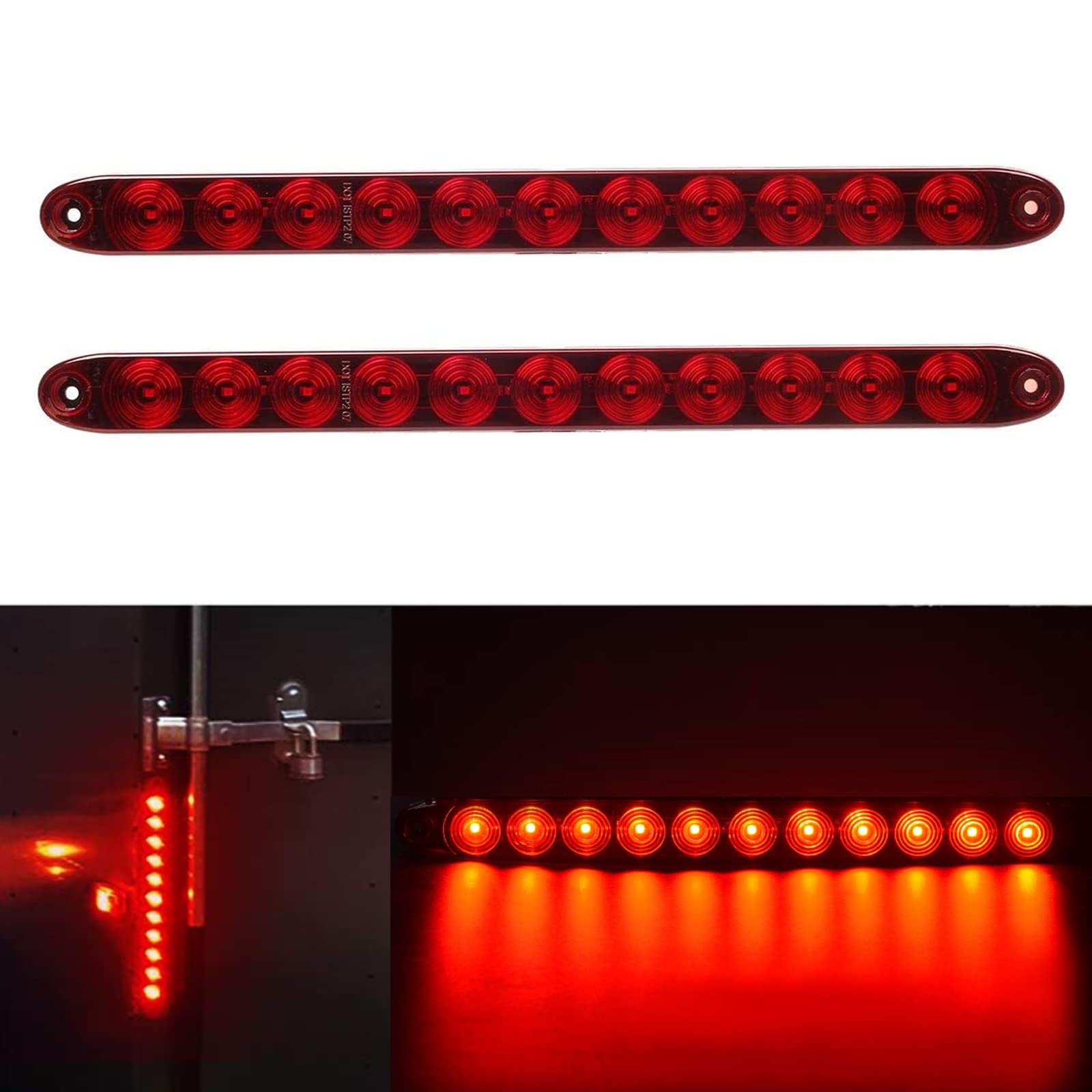 PerfecTech 11" LED Red Trailer Brake Tail Light, 2 Pack, Waterproof Stop Turn Signal for Marine, Golf Cart, Truck, RV, UTV, ATV