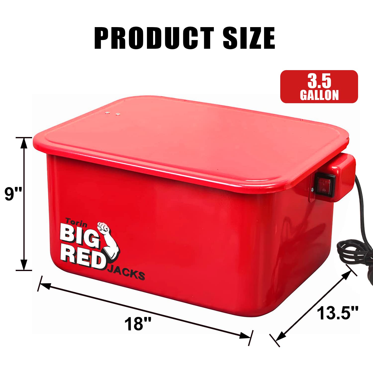 BIG RED T10035 Portable Steel Cabinet Parts Washer, 3.5 Gallon Capacity, Red, 110V Electric Pump