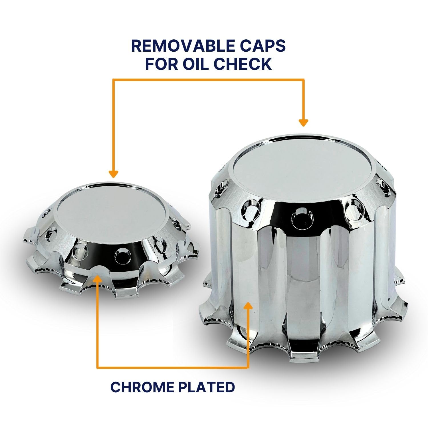 Torque TR634 Luxury Chrome Wheel Cover Set - Front & Rear Axle Kit with Lug Nut Covers for Semi Trucks - Installation Tool Included