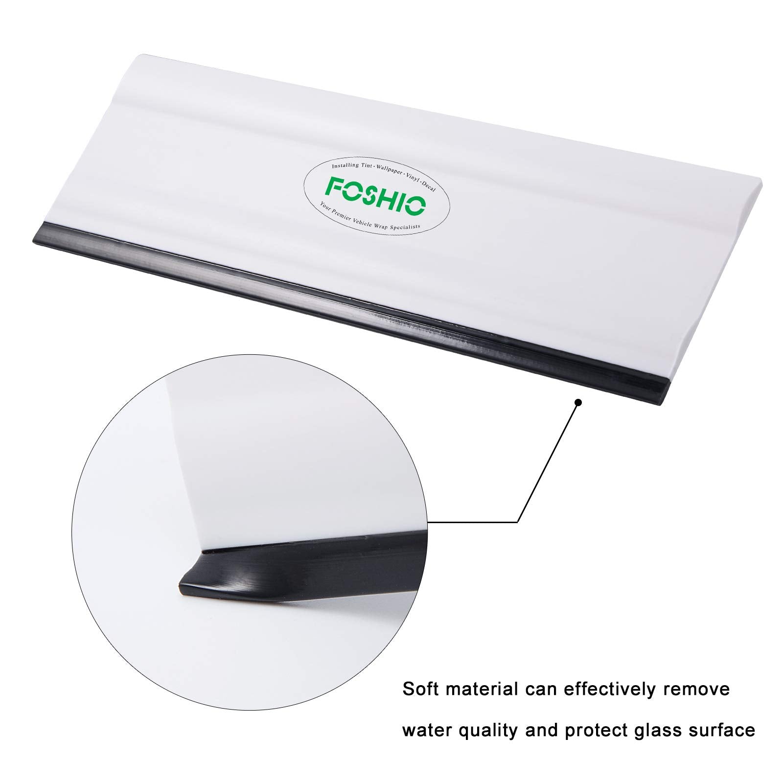 Foshio 6 Inch Rubber Squeegee For Kitchens, Glass, Shower And Car Windows, Pack Of 3 (White)