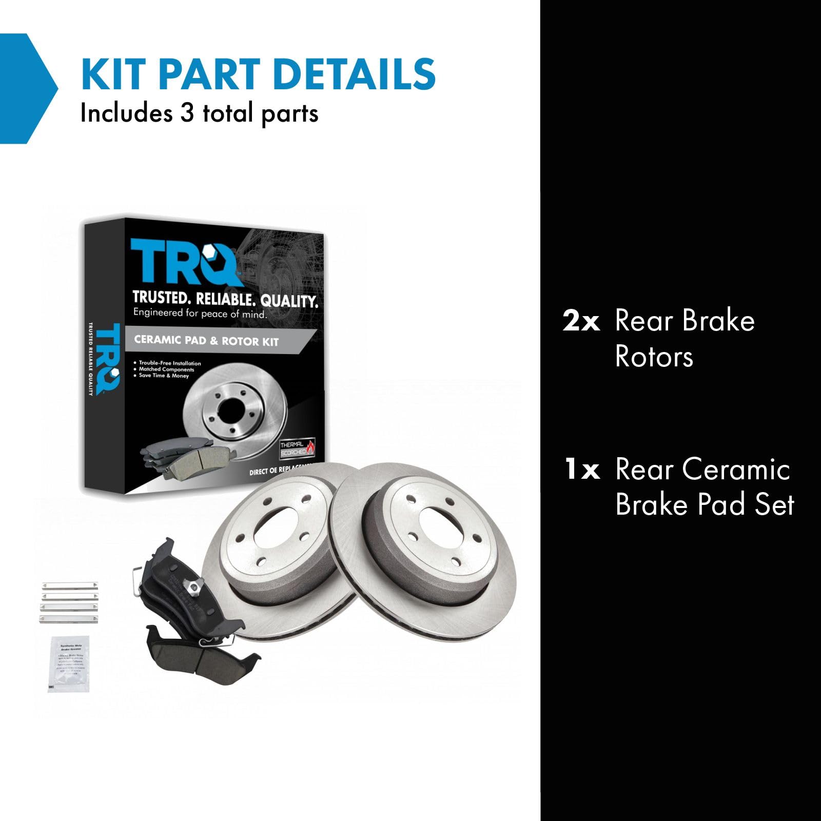 Trq Rear Brake Pad & Rotor Kit Brake Pads Brake Rotor Ceramic Compatible With 2003-2011 Ford Crown Victoria Mercury Grand Marqui