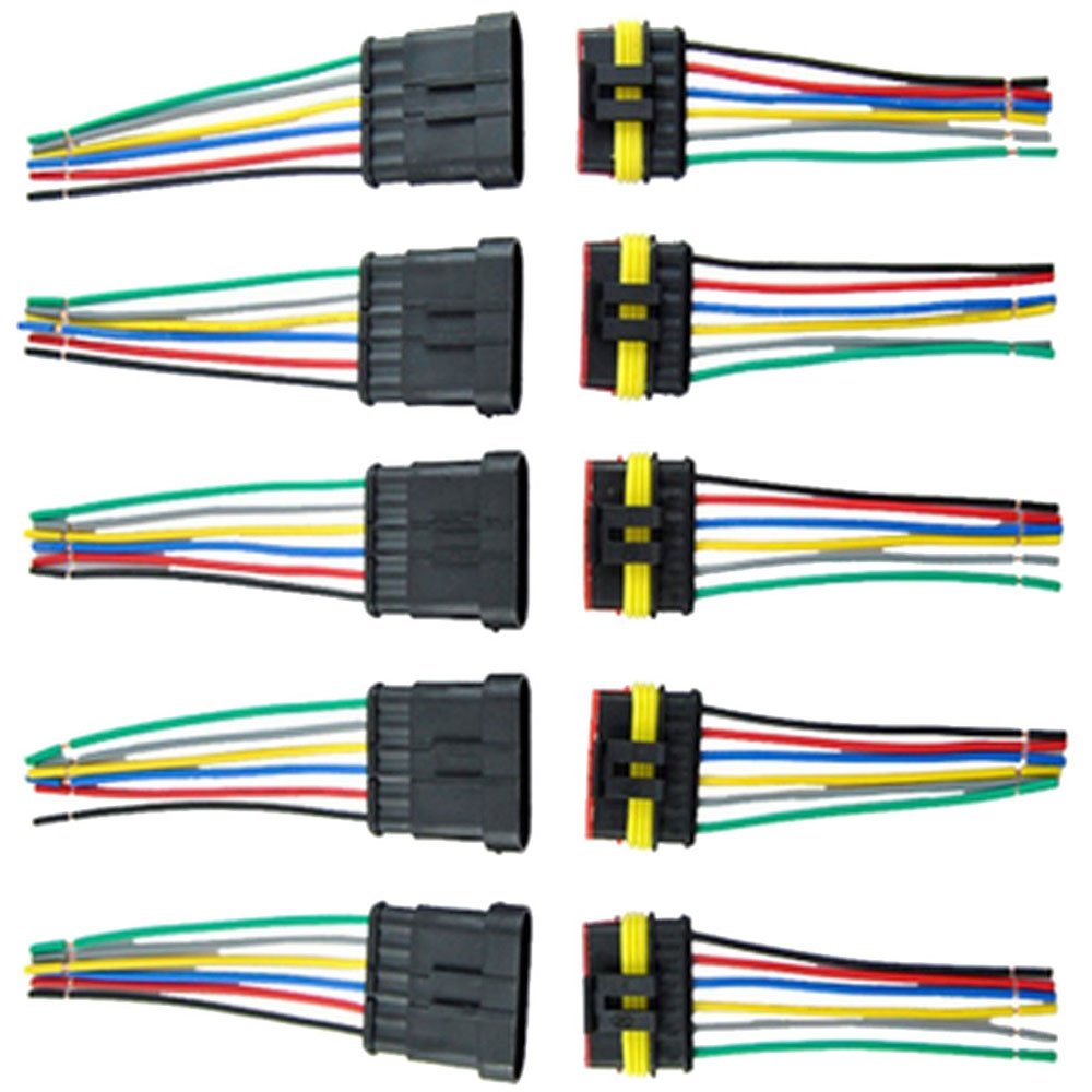 Esupport 6 Pin Way Car Auto Waterproof Electrical Connector Plug Socket Kit With Wire Awg Gauge Marine Pack Of 5