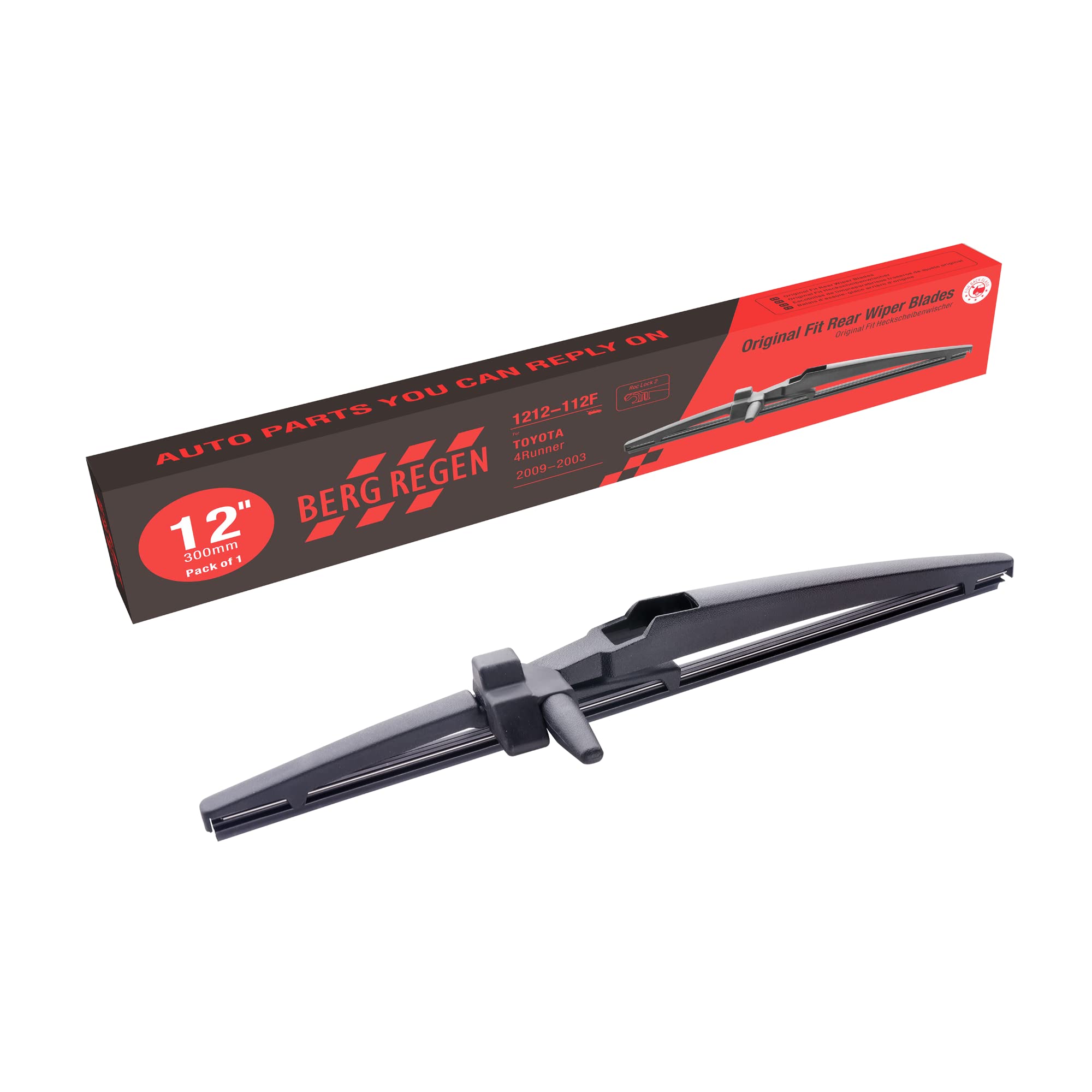 Berg Regen Rear Wiper Blades 12 Inch(12-F), Replacement For Toyota 4Runner 2009-2003, Back Windshield Wiper Blades +More Cars