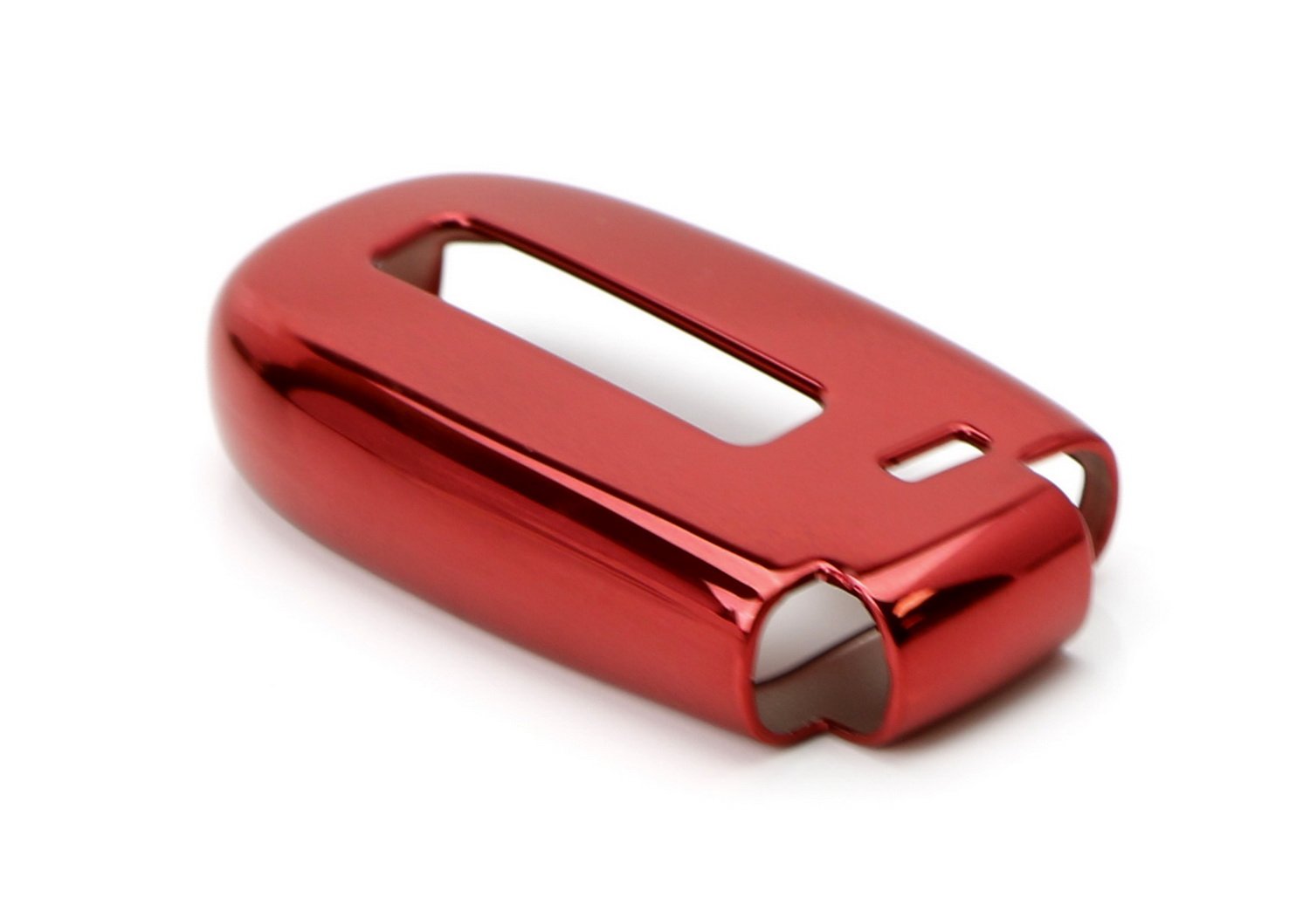 Ijdmtoy Chrome Finish Red Tpu Key Fob Protective Cover Case Compatible With Charger Challenger Dart Durango Journey, Grand Chero