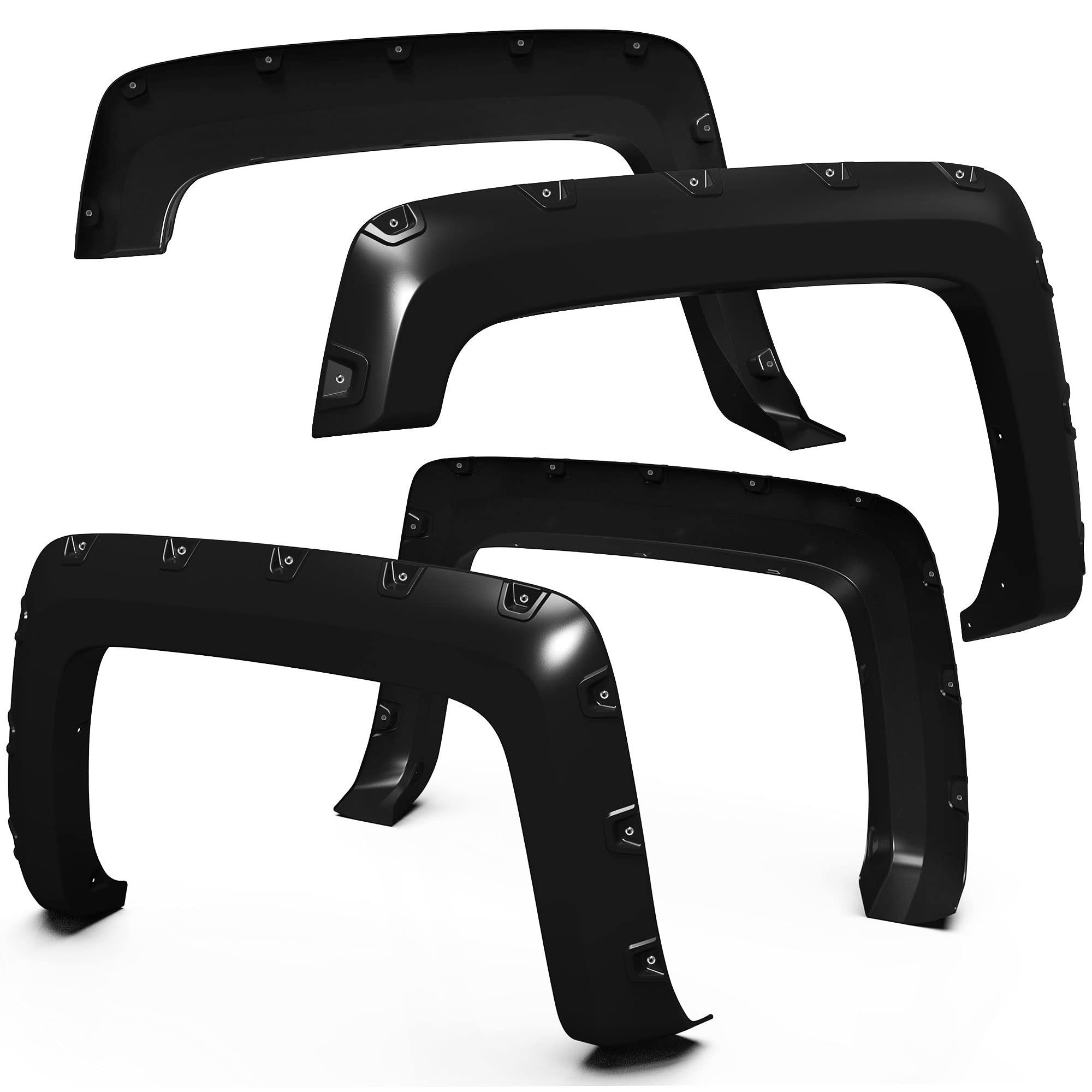 Tyger Auto Fender Flares Compatible With 2014-2018 Chevy Silverado 1500; 2015-2019 2500 3500Hd 6.5' & 8' Bed, Smooth Textured Paintable Bolt-Riveted Style 4Pc | Tg-Ff8C4128