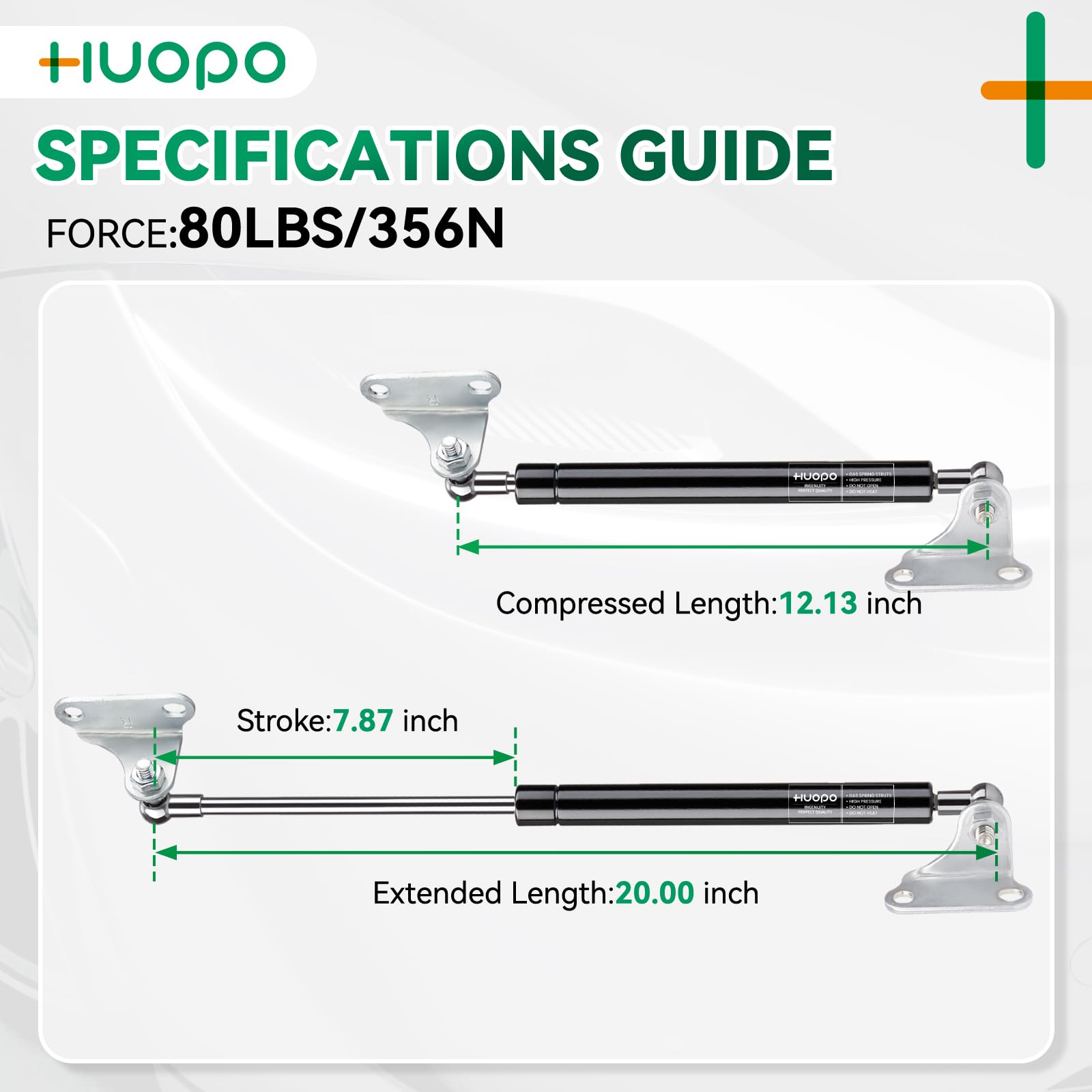 Huopo 20 Inch 80Lb/356N Gas Strut Shock Spring Lift Support For Rv Bed Storage Heavy Duty Lid Basement Door Boat Hatch, Set Of 2