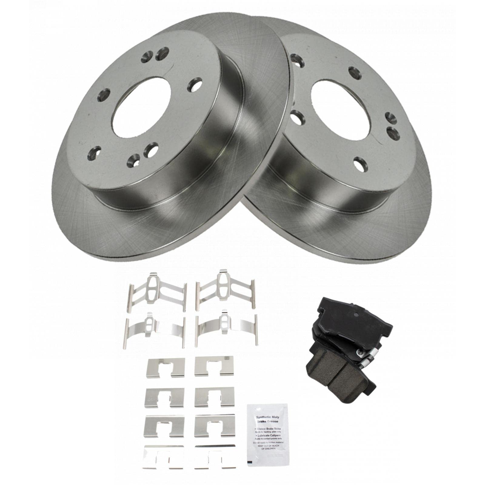 TRQ Rear Brake Pad & Rotor Kit Brake Pads Brake Rotor Ceramic Compatible with 2013-2015 Acura ILX 2012-2014 Honda Civic 1997-200
