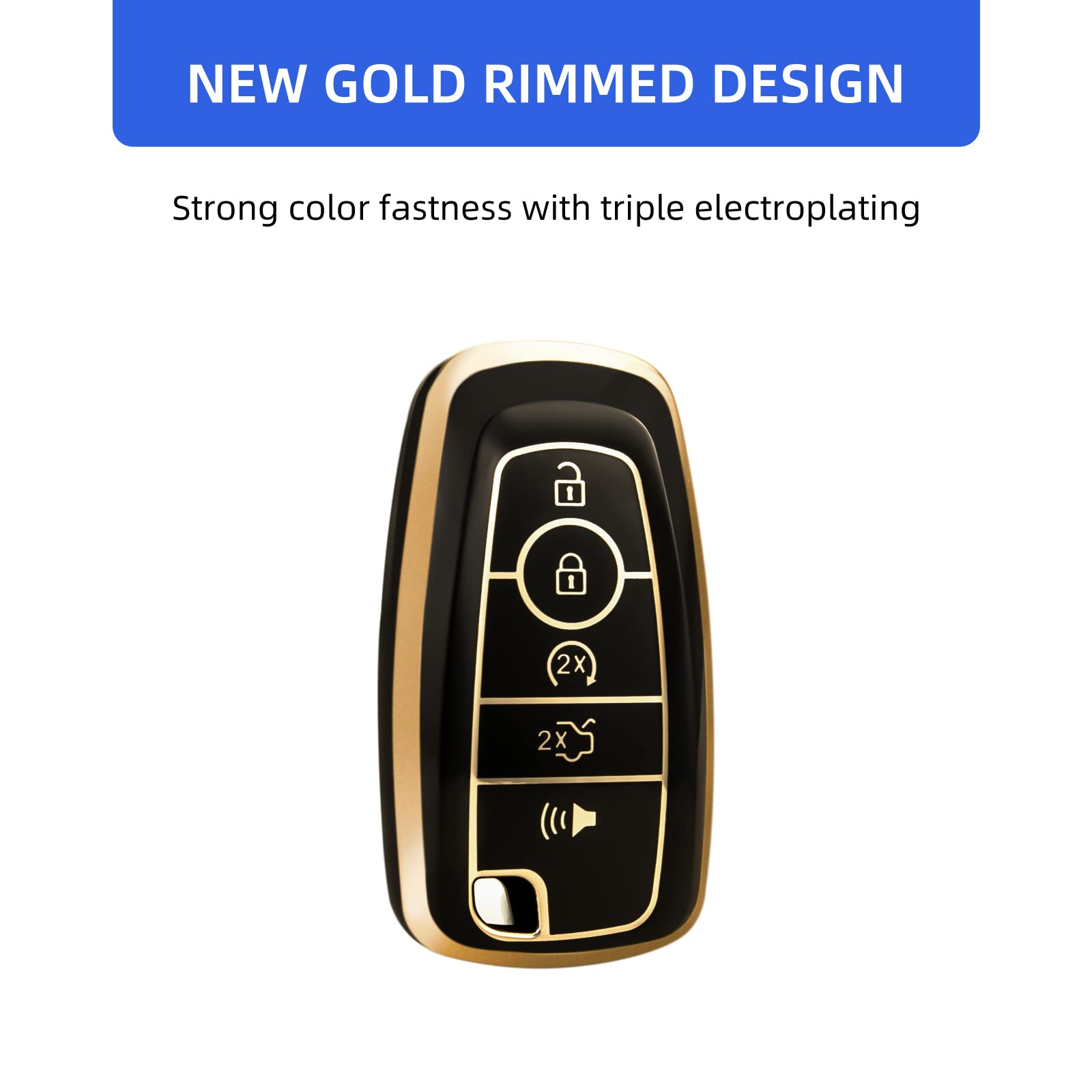 OFFCURVE for Ford Key Fob Cover with Keychain, Key Case Cover for Ford Fusion Explorer Escape F150 F250 F350 F450 F550 Edge Mave
