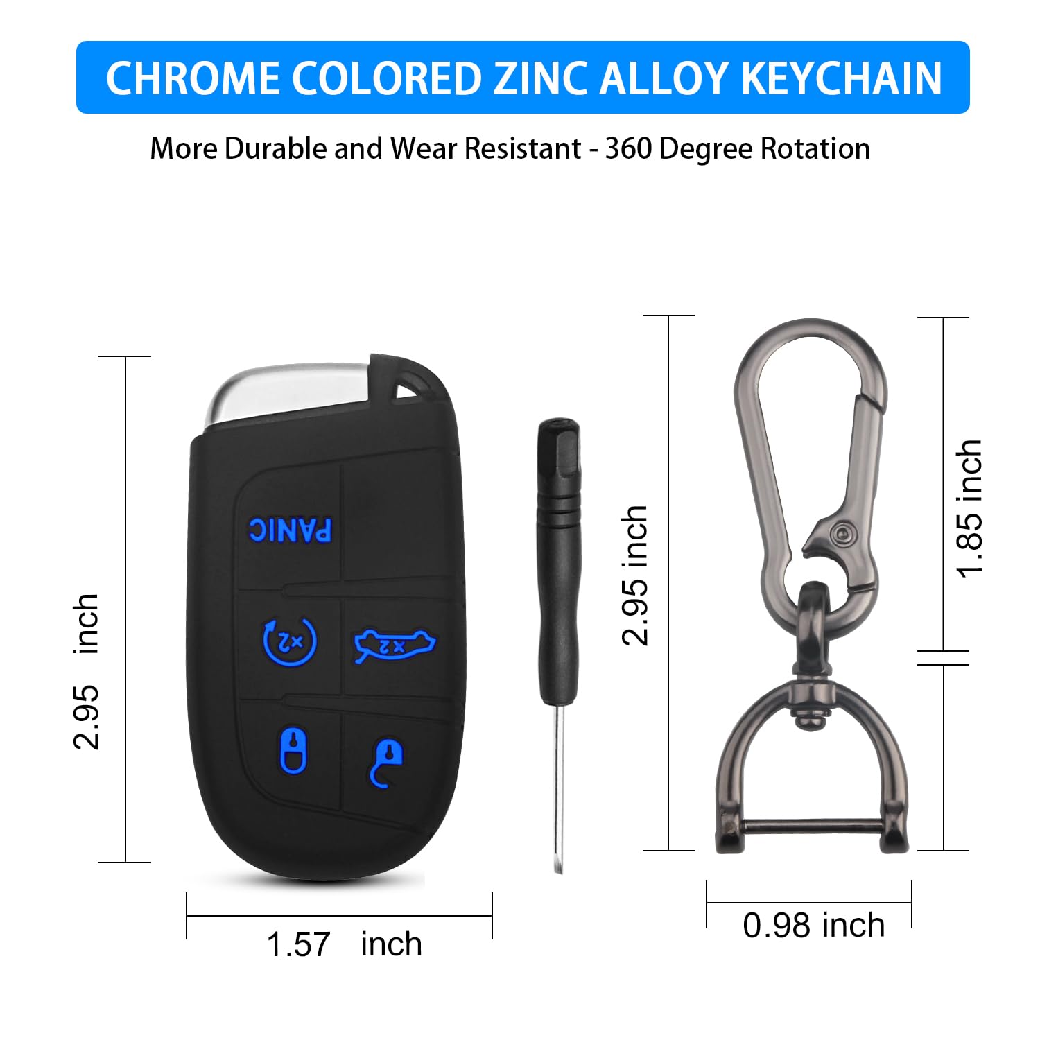 Qbuc For Dodge Key Fob 5 Button Key Fob Case Silicone Remote Key Case For Dodge For Jeep Grand Cherokee Key Fob Cover