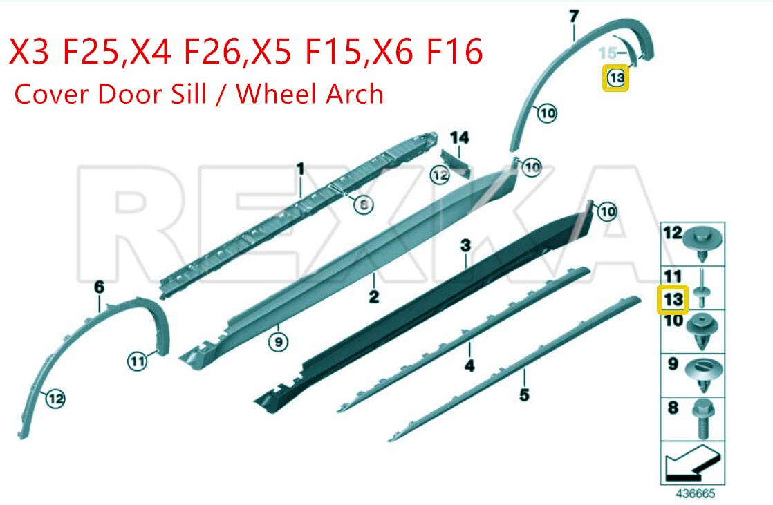 Rexka Wheel Flare Fender Liner Nylon Rivet For Bmw 07147293278 X1, X3, X4, X5, X6 Series 2010 - (Pack Of 30)